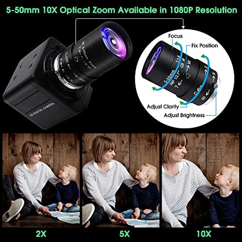 ALPCAM USB Камера 5-50mm Зум Варифокална Леќа Камера H. 264 Ниско Осветлување Веб Камера Висока Дефиниција 1080p Веб Камера, Приклучок&засилувач;Игра