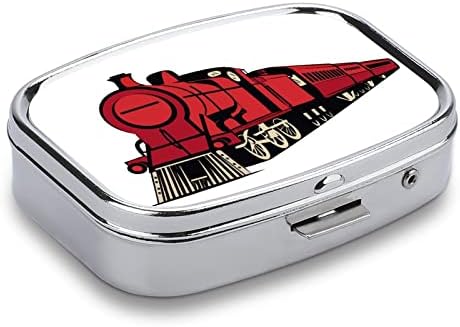 Метална Кутија За Пилули Црвен Воз Кутија За Складирање Пилули Витамин Мали Организатори На Пилули За Патување во Џеб од Чанта 2, 2х1,