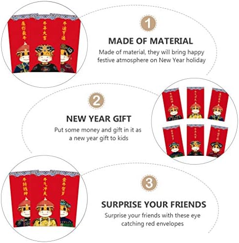 Бестојард Кинески Подароци 18 парчиња Кинеска Нова Година Црвени Пликови 2021 Хороскопски ВОЛ Нова Година Пакети Со Пари Пакети Хонг Бао