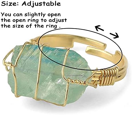 Чакра кристален прстен сурова руда едноставна личност прилагодлива метална медитација заздравување јога мирна грижа камен подарок накит