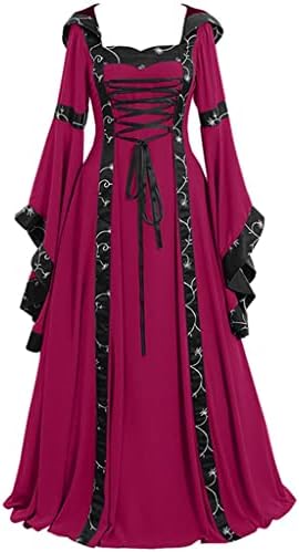Под гроздобер космејл средновековен готски женски фустан женски фустан жени ренесансен средновековен костум црвена