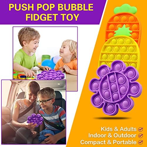 Arfun Push Fidget сензорна играчка, силиконски меур под притисок Анксиозност притисок на стрес играчки Подарок за деца возрасни, стискајте