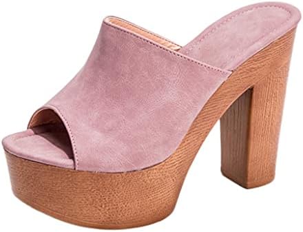 Триланм лето женски модни сандали платформа платформа со густо раскошно високи потпетици, дама чевли влечки отворени пети на