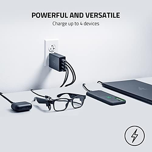 Razer USB -C 130W GAN Charger Преносна електрична енергија: Мала и моќна - Полнење на уреди до 4 - побрзо полнење - Мобилност во умот - побезбедна