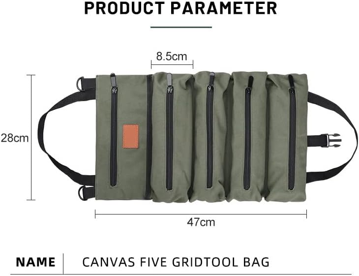 ygqzm торба за складирање на алатки водоотпорно платно пет решетка за џеб рачна торба за алати за алатки шрафцигер за шрафцигер Плери