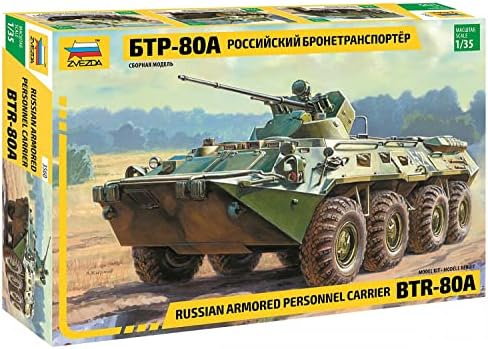 ZVEZDA 3560 - Руски носач на персоналот BTR -80A - Скала за комплет за пластични модели 1/35 231 делови Lenght 8½ “ / 21 см