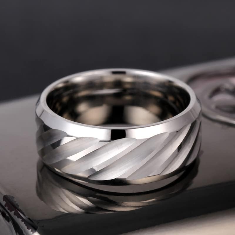 Колезо 8мм сребрен прстен во вода на прстените за маж и жени Персонализирани прстени Прилагодете го врежаниот прстен-82528