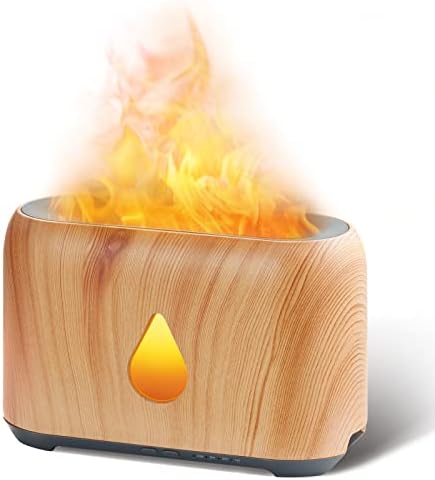 Дифузер за пламен на Xanaphia, дифузер за есенцијално масло од 250 мл со пламен светло, дрво жито ароматичен дифузер на воздухот кул овлажнувач