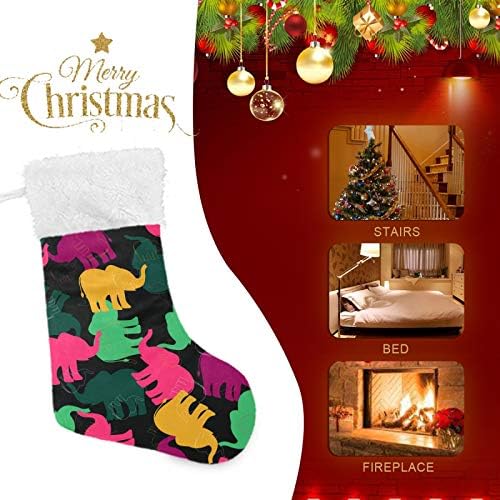 Алаза Божиќни чорапи разнобојни слатки слонови класични персонализирани големи декорации за порибување за семејни празнични сезони