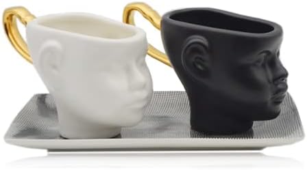 Tenbroman керамички 3D симпатично бебешки лице кафе чаши мат скулптури чаши креативен сок млеко чаши дома декорација возрасни чаши за