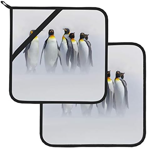 Група Кинг Пингвини Бели живеалишта Големи кујнски крпи и држачи за тенџере постави топлински држачи за кујнски садови 2 парчиња држачи