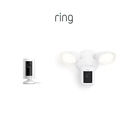 Ring Floodlight Cam Wired Pro, бела со ринг -затворен кам, бел
