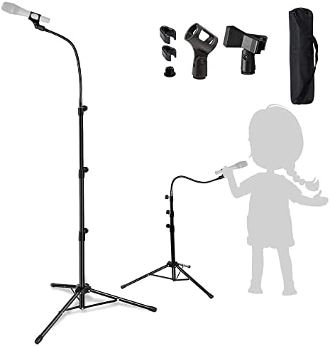 Royfacc Microphone Stand Boom Mic Stand Heightable Adjectable 36 до 72 инчен Gooseneck Microphone Tristod Swishable With 2 MICS клипови