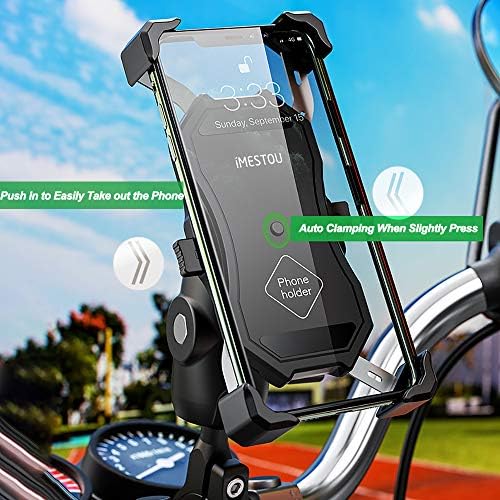 ИМСТУ моторцикл топка Телефон за монтирање на велосипед, држач за матични телефони со 1 топка со двојна приклучок за рака и алуминиумска