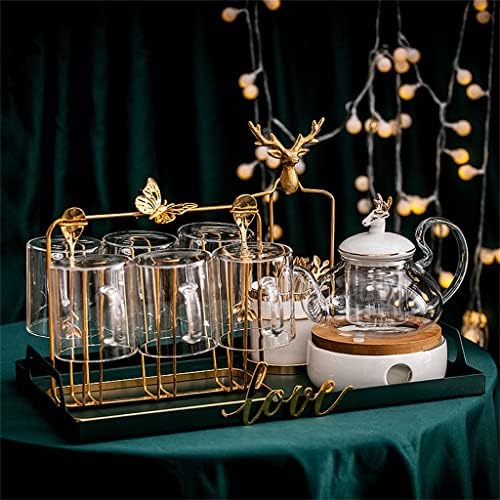 Houkai Nordic цвет чајник сет стакло во вода во домаќинството Попладне чај овошен цвет чај чај сет за греење на свеќа за течење на свеќи