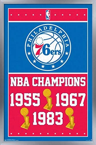 Trends International NBA Philadelphia 76ers - Шампиони 15 wallидни постер, 22.375 x 34, Сребрена верзија