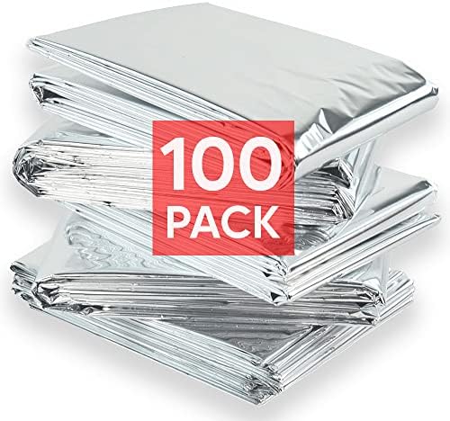 Altland 50 пакет на ќебиња за итни случаи - индивидуално спакувани сребрени ќебиња милари