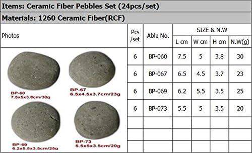 Hmleaf 24 PCS камења во форма на керамички влакна за гасни камини, шпорет, гас FirePit со бела/црна/сива/каки боја