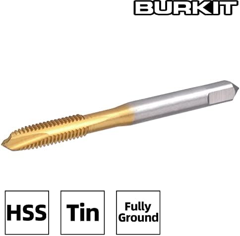 Burkit 1/4 -28 UNF Spiral Point Tap, HSS Titanium облога за обложување Спирална точка навојување допрете 1/4 x 28 UNF