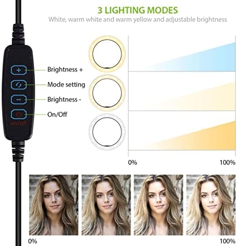Светла Селфи Прстен Три-Боја Светлина Компатибилен Со Вашиот Samsung Galaxy S5 LTE-10 Инчи Со Далечински Управувач За Пренос Во Живо/Шминка/YouTube/TikTok/Видео/Снимање