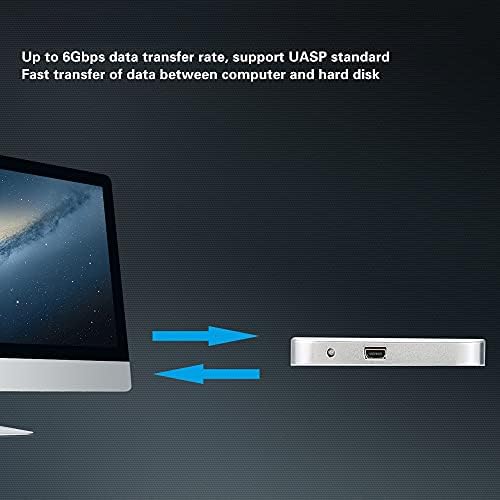 Huiop Тенок Супер Брзина 6Gbps Алуминиум 2TB 2.5 SSD HDD Диск Кутија USB 3.0 Надворешен Куќиште Случај Caddy + USB Кабел