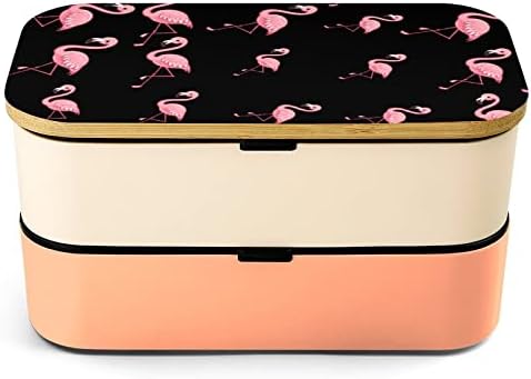 Симпатичната Убава Розова Фламинго Бенто Кутија За Ручек Отпорна На Истекување Контејнери За Храна Бенто Кутија со 2 Прегради За Канцелариски