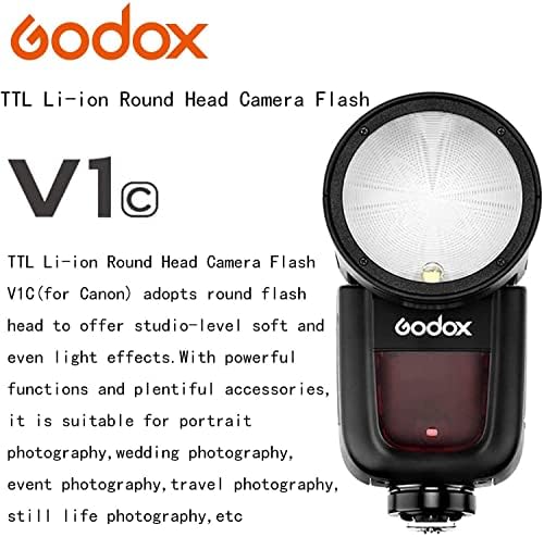 Godox V1 V1-C V1C Кружна Глава Камера Блиц И Godox XProII-C Активирањето За Canon камера, 76Ws 2.4 G TTL1/8000 HSS, 480 Целосна