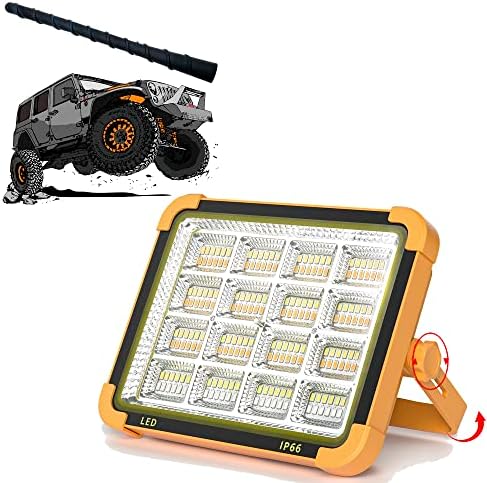 Sunhe Antenna за Jeep Wrangler JK & Recharge LED работно светло, преносно соларно работно светло 100W 3000 Lumens IP66 со лесна батерија