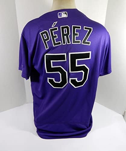 2022 Колорадо Рокис Перез 48 Игра издадена ПОС Користена пурпурна маичка 48 DP36879 - Игра користена МЛБ дресови