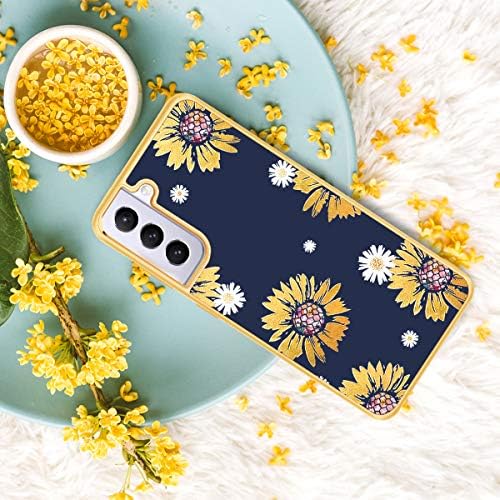 CaseWind Galaxy S21 Case, Samsung Galaxy S21 Case, S21 Case Floral Daisy Sunflower Leather Leather Cover Slim TPU Rugged Bumperpruof