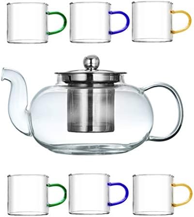 Хемотон чај котел инфузер Стоветоп Подарок Подарок стаклен чајник со отстранлив не'рѓосувачки челик за напори за домаќинство со голем капацитет