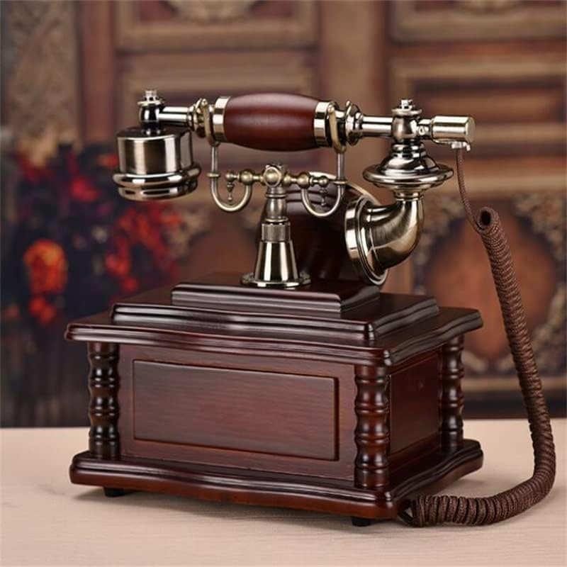 Gayouny цврсто дрво дигитална фиксна фиксна линија ротари телефонски класичен фиксен телефонски копче бирање дома со шкафче
