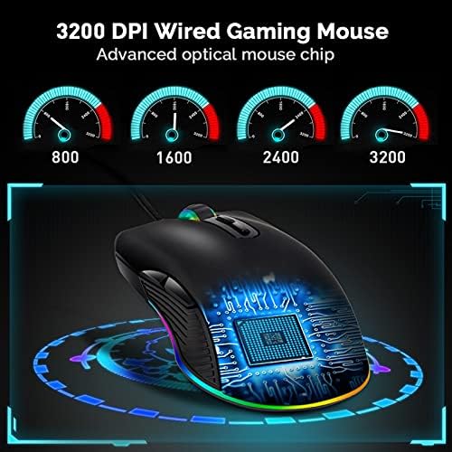 PUSOKEI Жичен RGB Глушец, USB Глушец со 7 Копче за Windows, Оптички КОМПЈУТЕР Лаптоп Глувчето ЗА OS X, За Linux, Приклучок И Игра