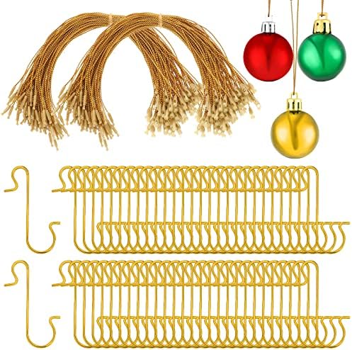 Cunno 400 парчиња сетови за Божиќни украси, вклучете 200 парчиња метални жичани куки S во облик на закачалки и 200 парчиња закачалки