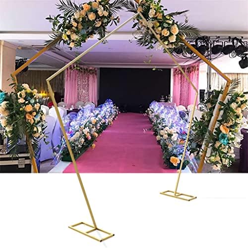 Houkai 2,5 метри Пентагонална рамка за свадбена позадина, цветен балон Златен лак рамка, Декорација на трговски центар за Божиќ