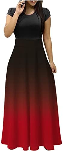 Жени 2023 Летен Секојдневен Фустан Елегантен Фустан Со Кратки Ракави На Екипажот Бохо Цветен Фустан Со Макси Плус Големина