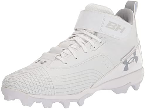 Под оклоп, машки Харпер 7 средна гума обликувана чевли за бејзбол, бела/бела/мод сива, 14