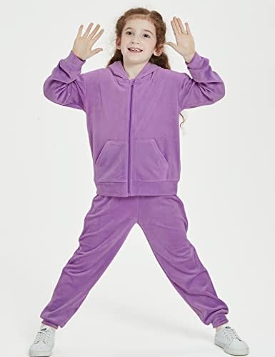 Bobo Bloom Tracksuit for Girls Velor Sports Suit Hooded Teen Sweatshirt Little Girls Tracksuit Постави панталони Обичен костум 4T-12T