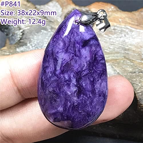 Duovekt Purple Charoite приврзок природен хароит кристал камен за жени мажи заздравуваат подарок 38x22x9mm монистра сребрена вода