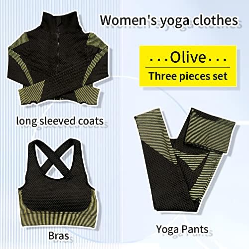 Sinbrlaiенски жени 3 парчиња лесни тренинзи за тренинзи, поставувања за спортска облека за јога, хеланки и фитнес на градник
