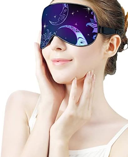 Сонце Месечина и вселенска маска за спиење ноќно покритие око за жени мажи ја блокираат светлината за прилагодување на каишот за