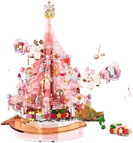 Пифуд Божиќни Украси Божиќни Розови Кристални Градежни Блокови За Новогодишни Елки Подарок Ротирачка Музичка Кутија Божиќни Играчки