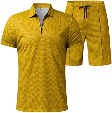 Машки 2 парчиња облека четвртина поштенска кошула и шорцеви поставени летни атлетски костуми за мажи за мажи