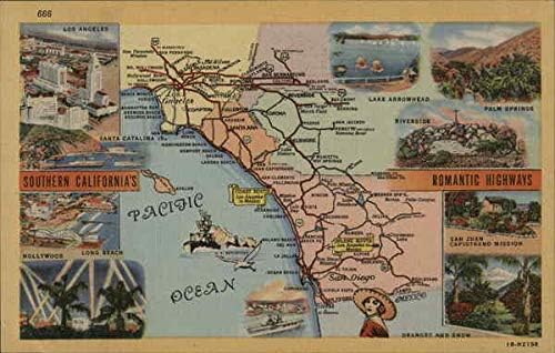 Карта На Јужна Калифорнија Мапи КАЛИФОРНИЈА Оригинална Античка Разгледница
