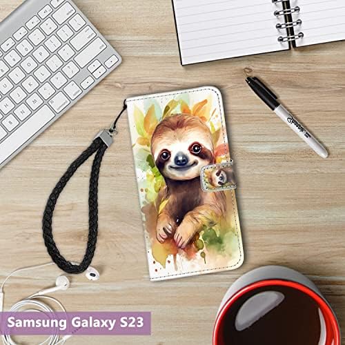 Шенканг СИН Паричник Случај За Samsung Galaxy S23 Случај Дизајнер Симпатична Мрзливост Уметност-02 Флип Телефон Случај Фолио