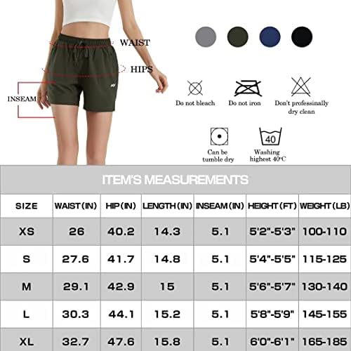 Monенски долина женски 5 -инчен пешачки шорцеви за тренингот за атлетско трчање со џебови со патенти лесни брзо суво