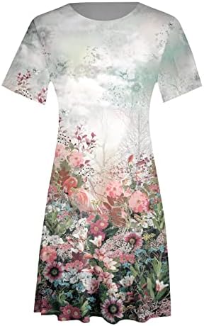 Fragarn Women'sенски модерни обични разноврсни разноврсни печатени ретро ретро -врат летен фустан од летен фустан
