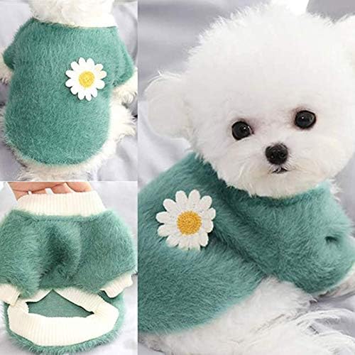 Honprad симпатична женска кучиња облека џемпери џемпер џемпер Дејзи цвеќиња куче врат мал тркалезен стил за кадифни кучиња девојка