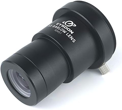 Eysdon 5x Barlow Lens 1,25 Метал целосно обложен фокален должина на додаток со адаптер за прстен од камера M42 за фотографија на