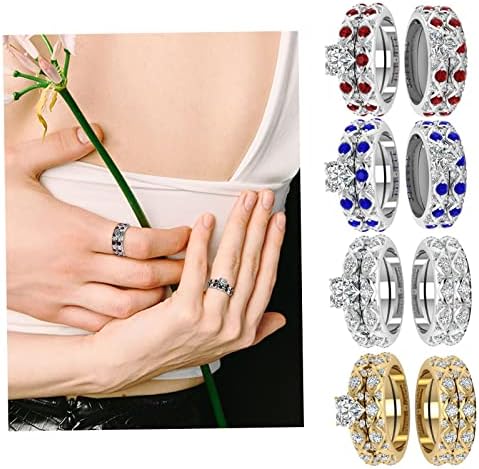 Двојки што одговараат на прстените на жените 2 парчиња бело срце во форма на срце, кубна цирконија ЦЗ за венчавки за венчавки, невестински